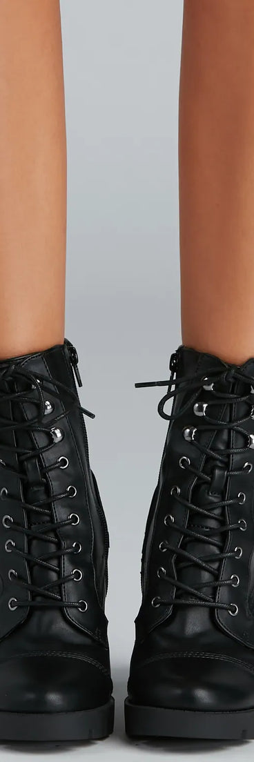 Wild Side Faux Leather Lug Boots