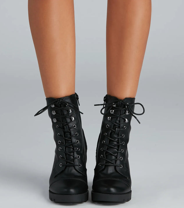 Wild Side Faux Leather Lug Boots