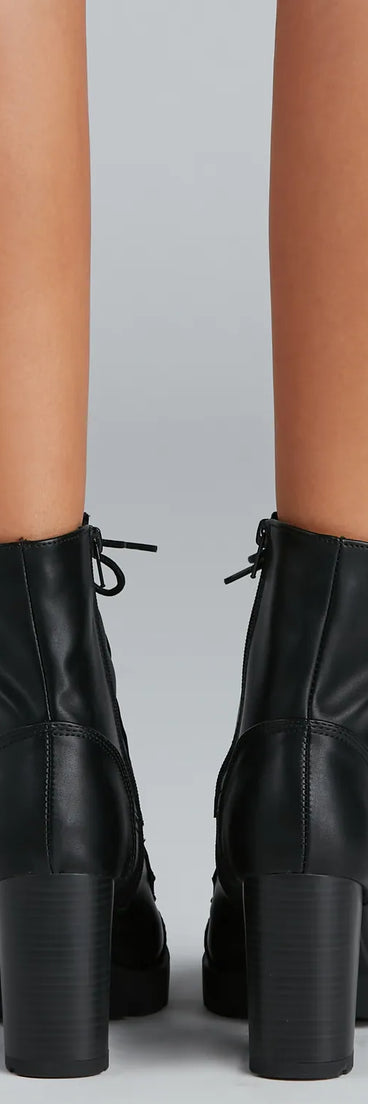 Wild Side Faux Leather Lug Boots