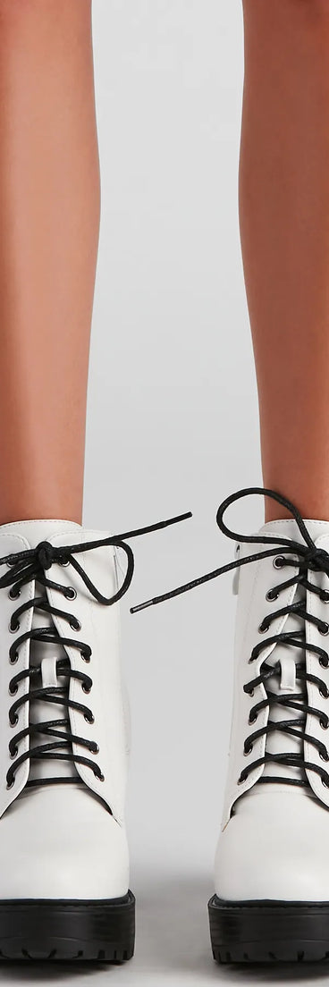 Edgy Babe Platform Lace-Up Booties