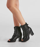 Foxy Babe Combat Peep Toe Booties