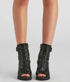 Foxy Babe Combat Peep Toe Booties