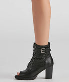 Foxy Babe Combat Peep Toe Booties