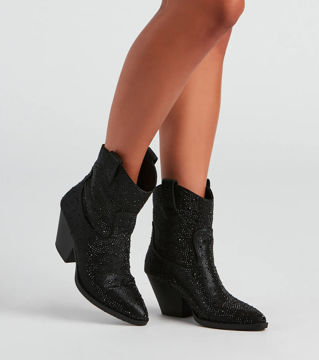 Glitzy Rhinestone Western Booties & Windsor