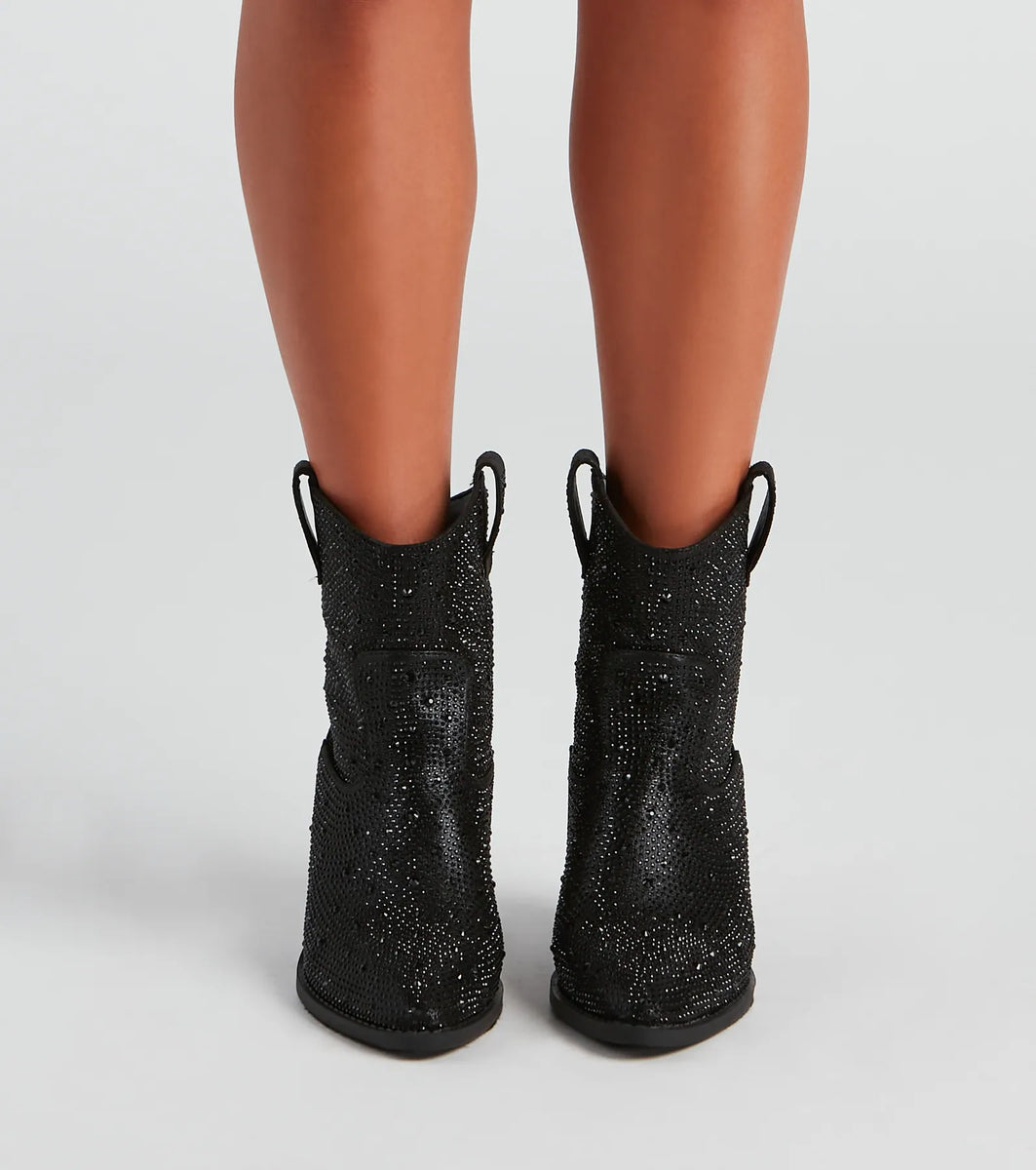 Glitzy Rhinestone Western Booties & Windsor