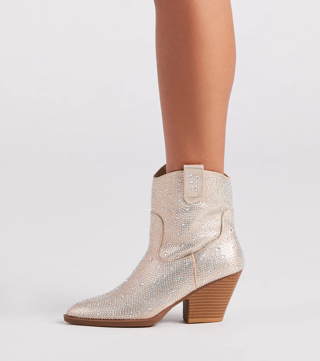 Glitzy Rhinestone Western Booties Windsor