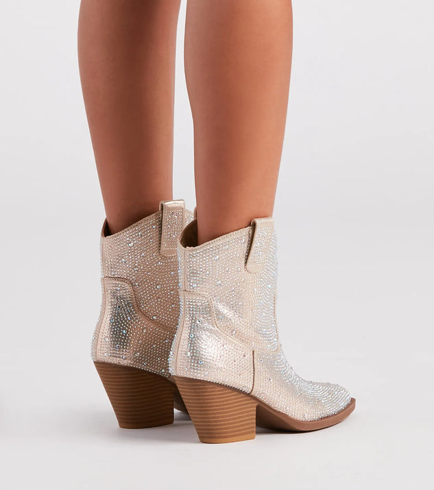Glitzy Rhinestone Western Booties | Windsor