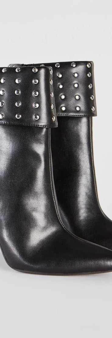 Stylishly Studded Faux Leather Stiletto Booties