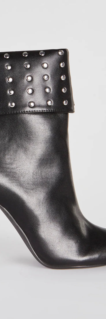 Stylishly Studded Faux Leather Stiletto Booties