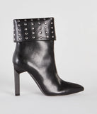 Stylishly Studded Faux Leather Stiletto Booties