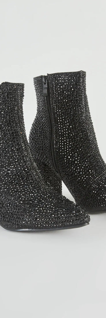 Glamorous Era Iridescent Rhinestone Booties