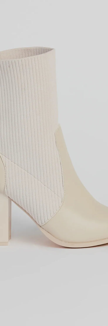 Brand New Attitude Knit Faux Leather Booties