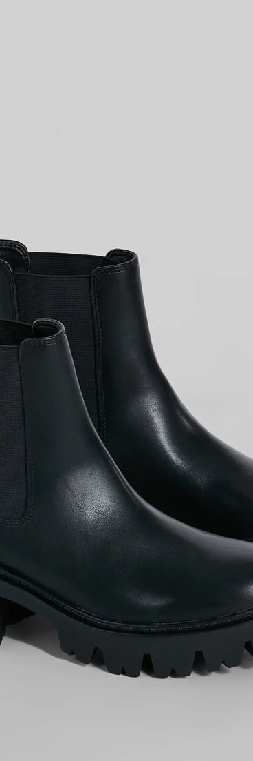 High Stakes Faux Leather Lug Booties