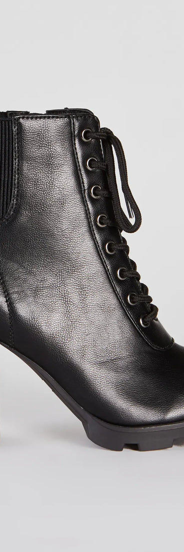 Edgy Perfection Lace-up Heeled Combat Booties