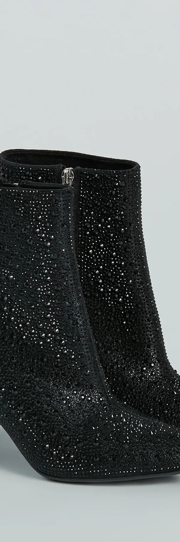 Sparkle Mode Rhinestone Block Heel Ankle Boots