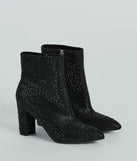 Sparkle Mode Rhinestone Block Heel Ankle Boots