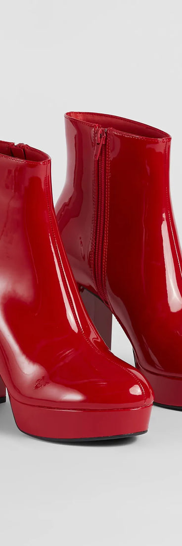 Showcase Allure Faux Leather Platform Heeled Booties