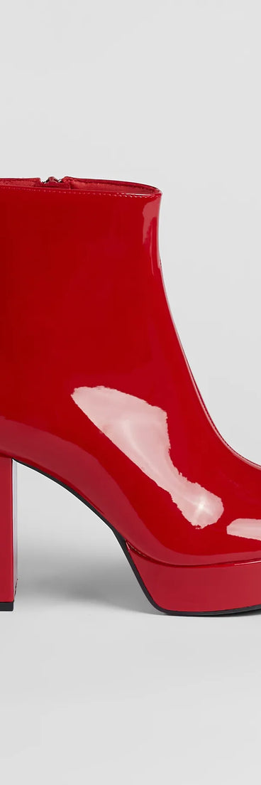 Showcase Allure Faux Leather Platform Heeled Booties