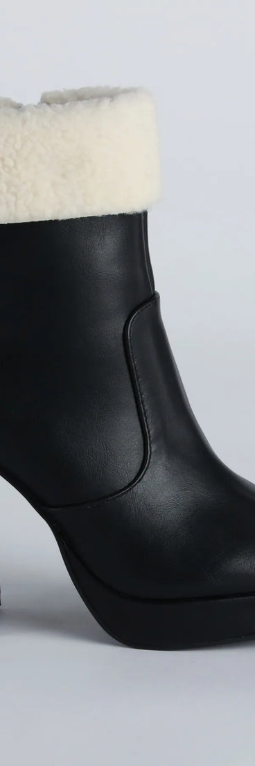 Cold Babe Faux Sherpa Block Heel Booties