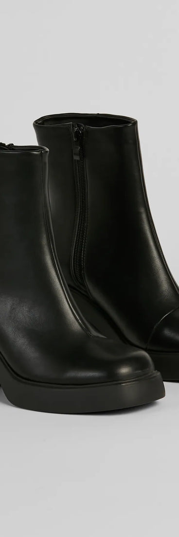 Looking Sleek Platform Block Heel Booties