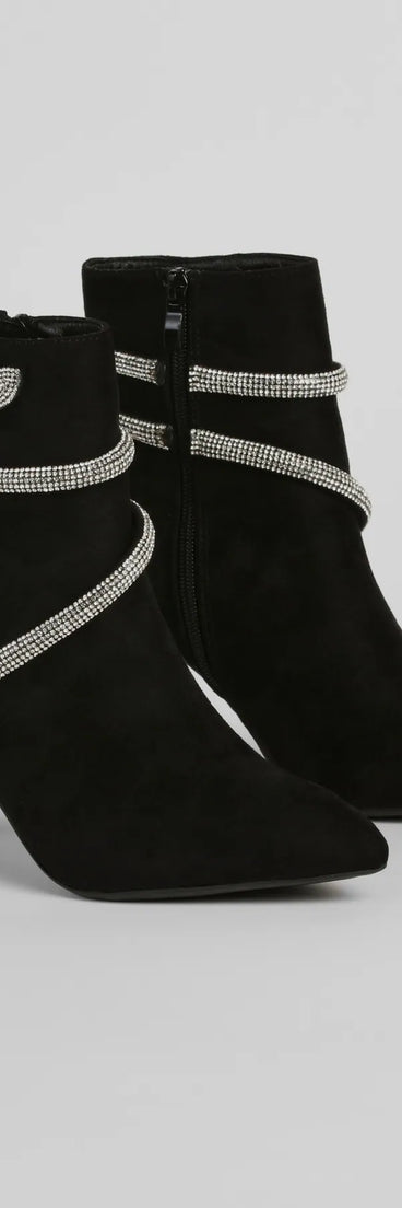 Spoil Yourself Faux Suede Rhinestone Booties