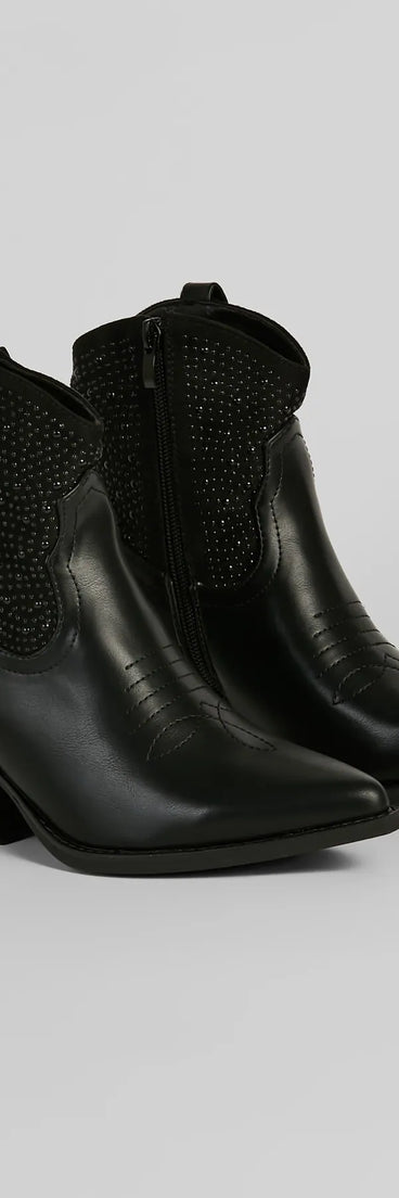 Western Glam Pearl Detail Ankle Booties