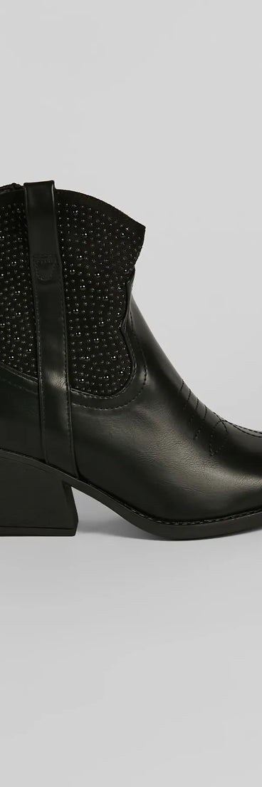 Western Glam Pearl Detail Ankle Booties