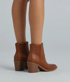 Stylish Staple Faux Leather Block Heel Booties