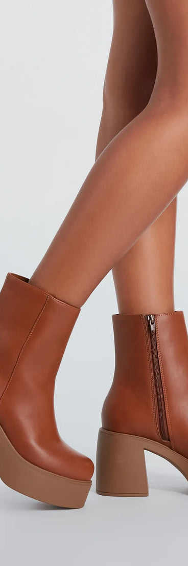 Show Up Platform Block Heel Booties
