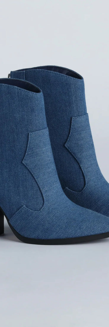 Country Nights Denim Western Booties