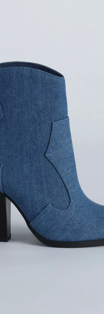 Country Nights Denim Western Booties