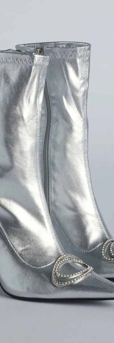 Point Me To Chic Rhinestone Stiletto Booties