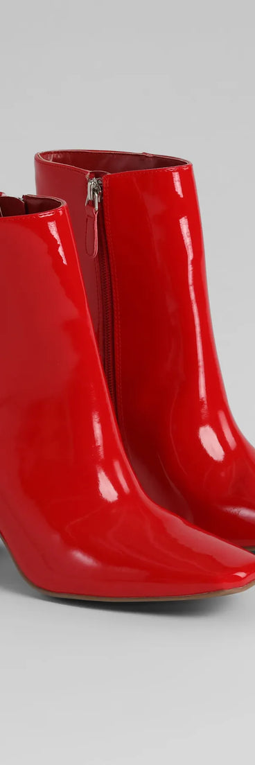 Take A Walk Patent Block Heel Booties