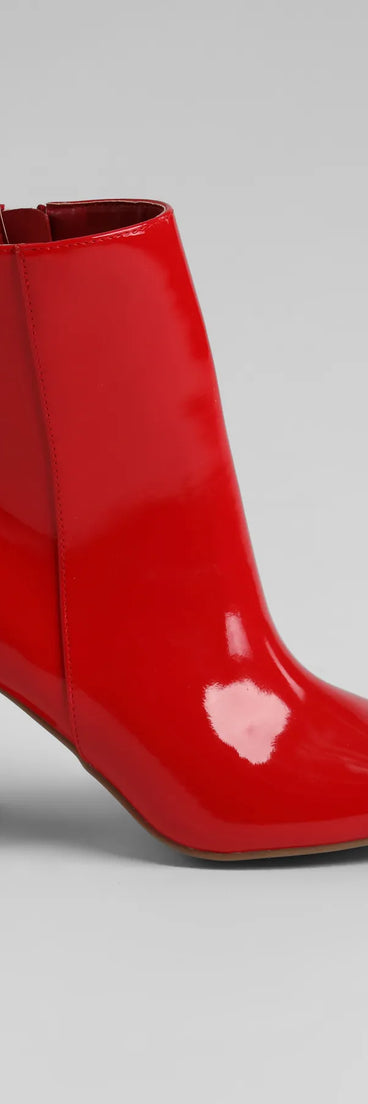 Take A Walk Patent Block Heel Booties