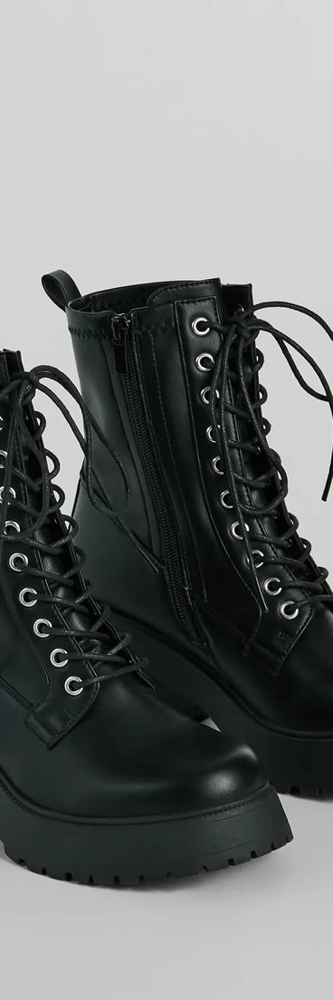 Tough Girl Chic Platform Combat Lug Booties