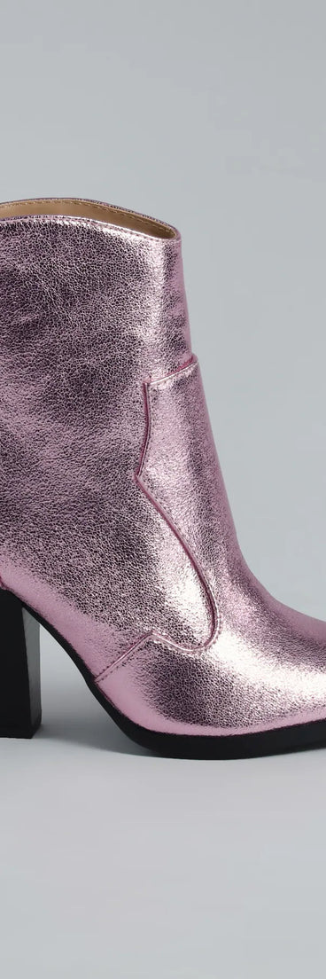 Country Glamour Metallic Cowboy Booties
