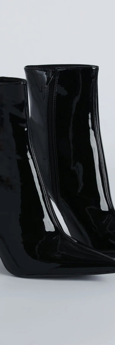 Glamorous Nights Patent Rhinestone Heel Booties