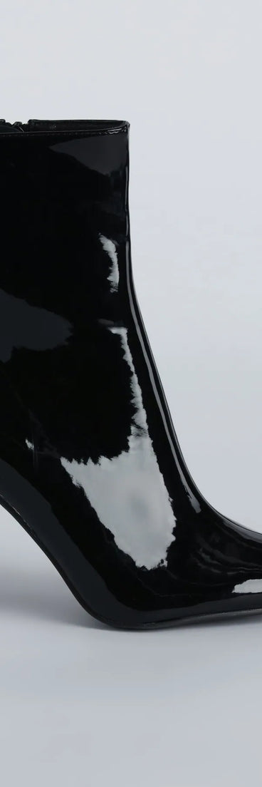 Glamorous Nights Patent Rhinestone Heel Booties