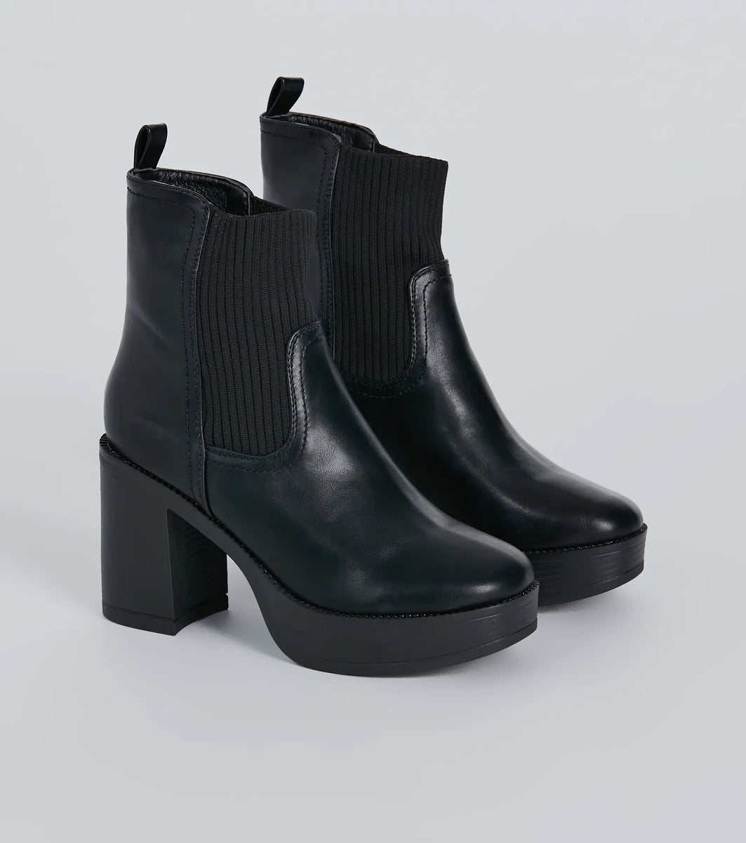 Next Level Style Faux Leather Platform Booties & Windsor