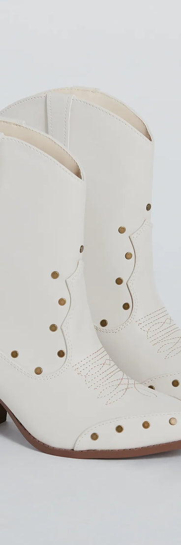 Country Vibes Studded Faux Leather Western Booties