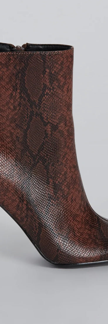Chic Moves Snake Print Faux Leather Booties