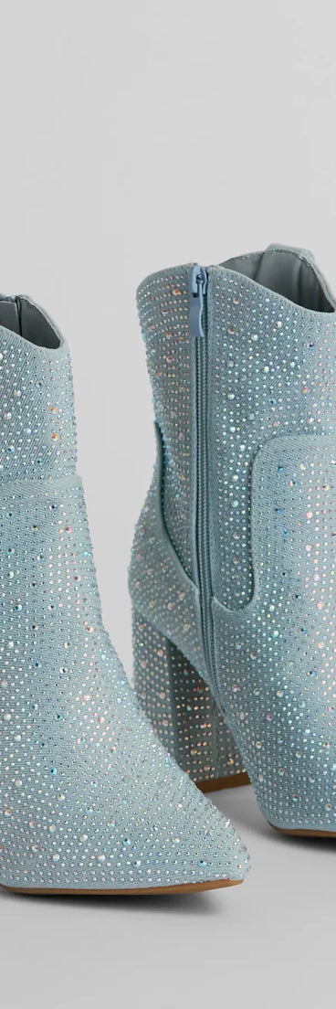 Country Star Glam Rhinestone Western Denim Booties