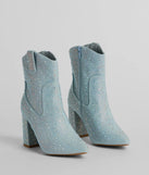 Country Star Glam Rhinestone Western Denim Booties