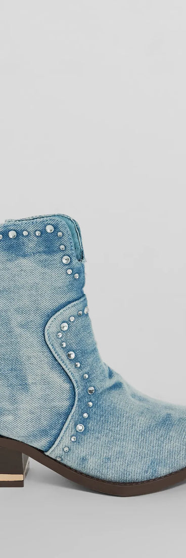 Cowgirl Charm Rhinestone Western Denim Booties