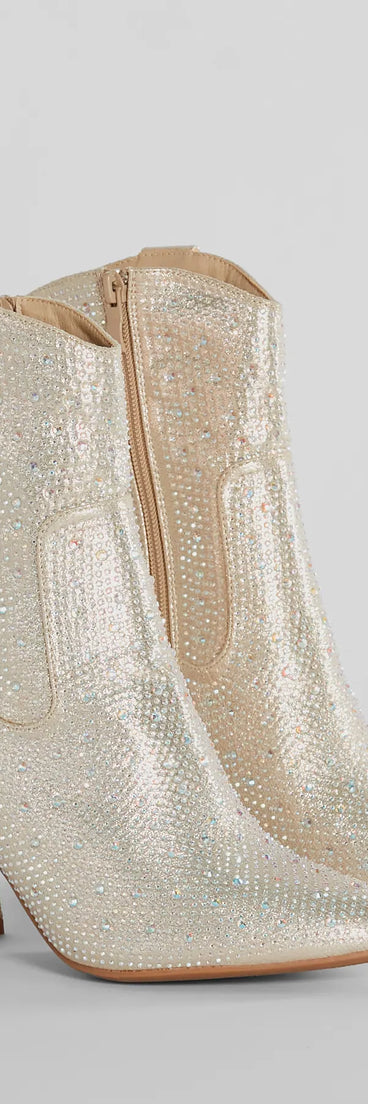 Fabulous Star Rhinestone Metallic Western Booties