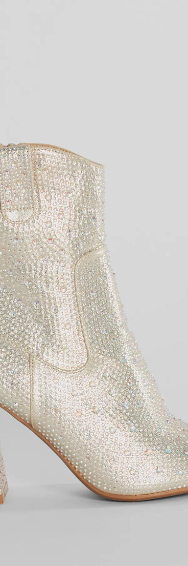 Fabulous Star Rhinestone Metallic Western Booties