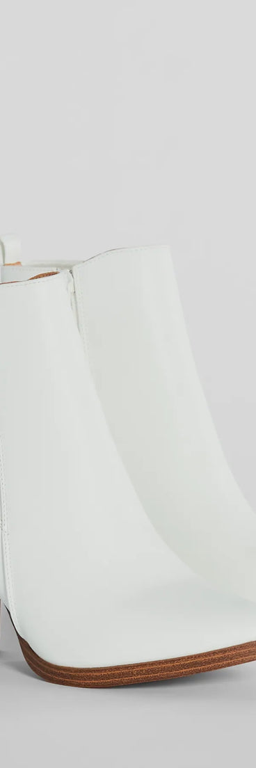 Trendy Moves Block Heel Faux Leather Booties