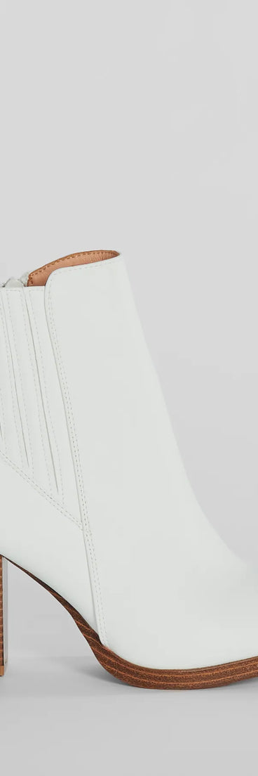 Trendy Moves Block Heel Faux Leather Booties