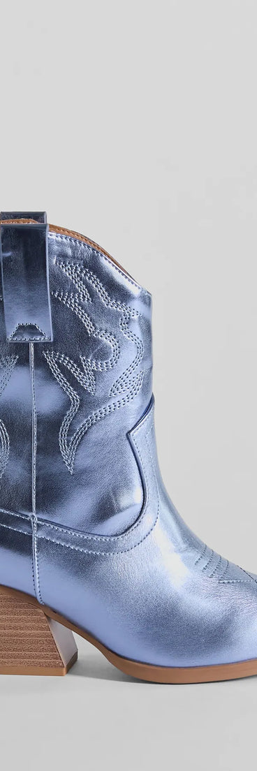 Glow Up Cowgirl Metallic Booties