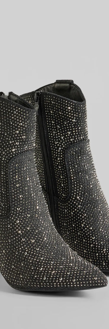 Glam Out West Rhinestone Denim Booties